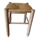 French wooden stool and vintage straw