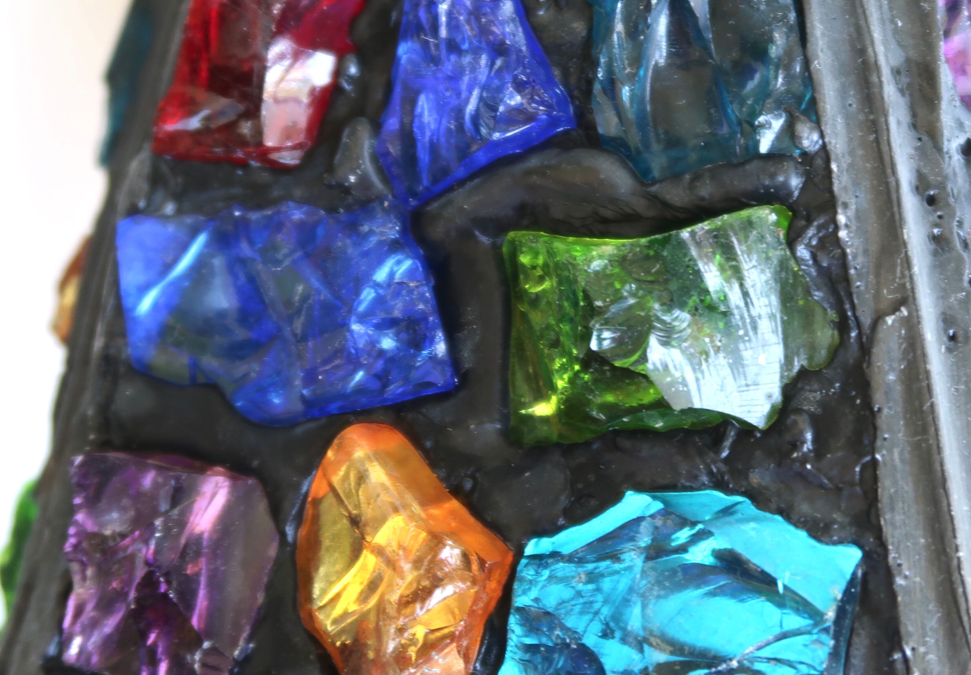 Glass and lead pendant lamp by Peter Marsh, 50s