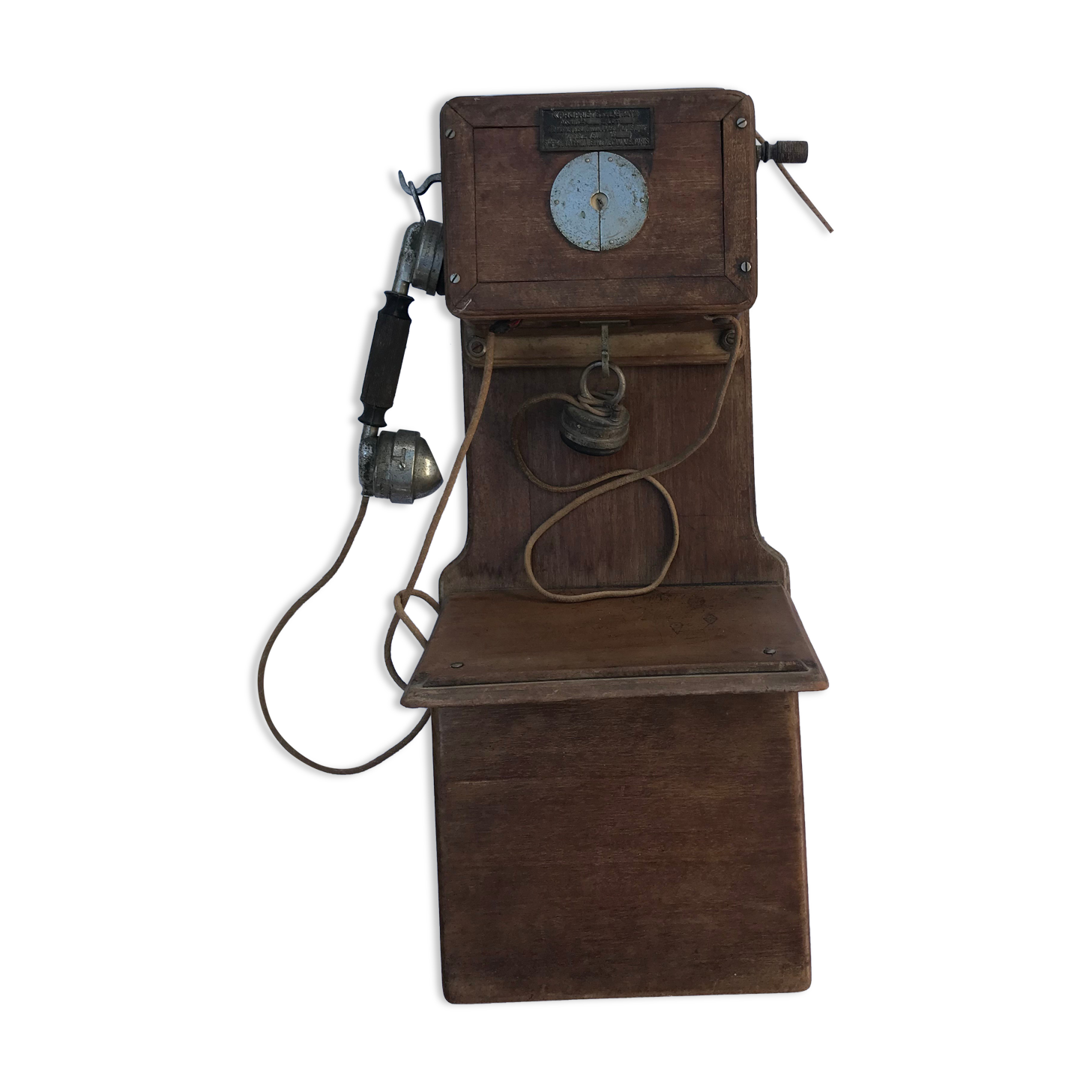Wooden wall telephone, old, 1930