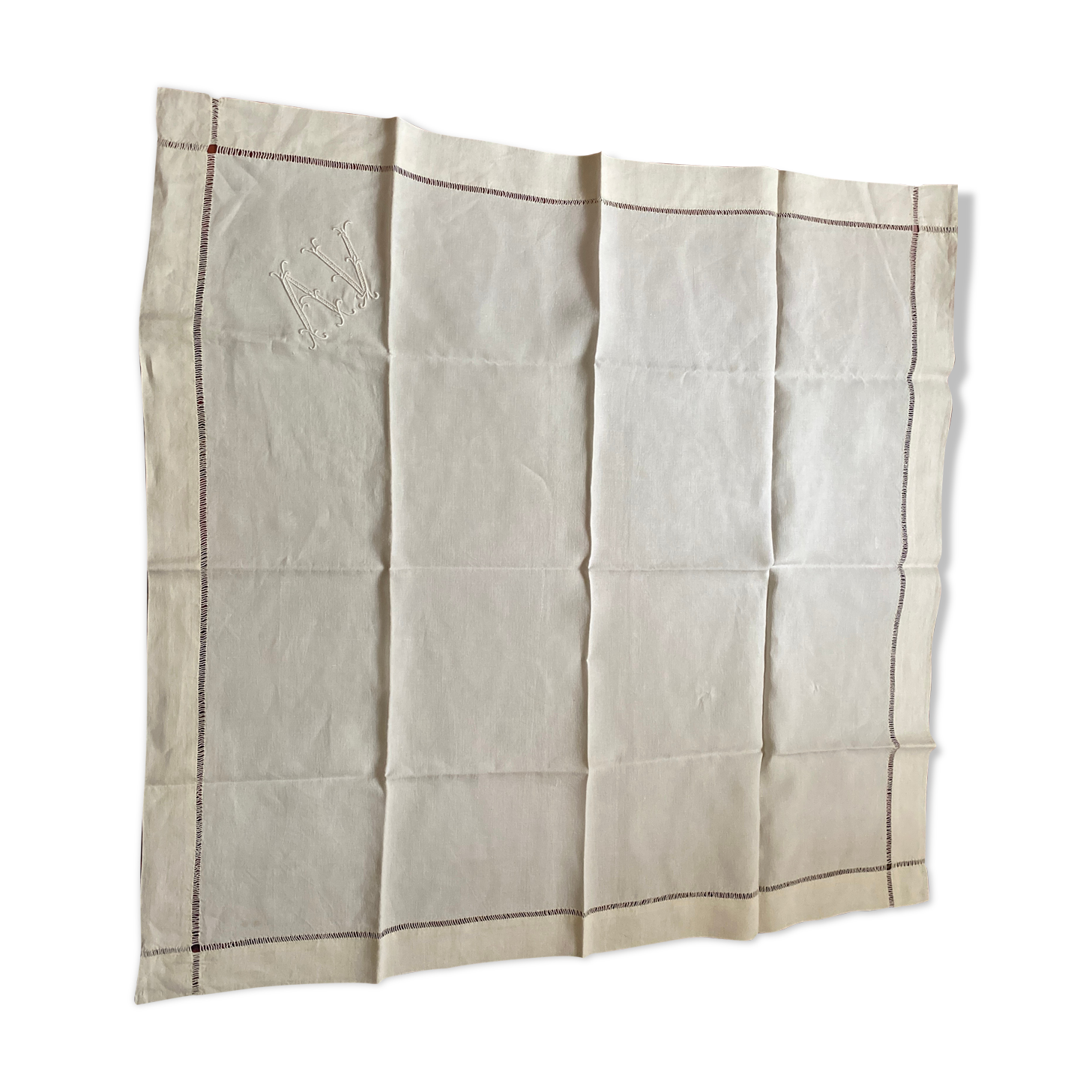 Small linen tablecloth monogram AV