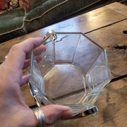 Seau champagne verre hexagonal anse métal 80's