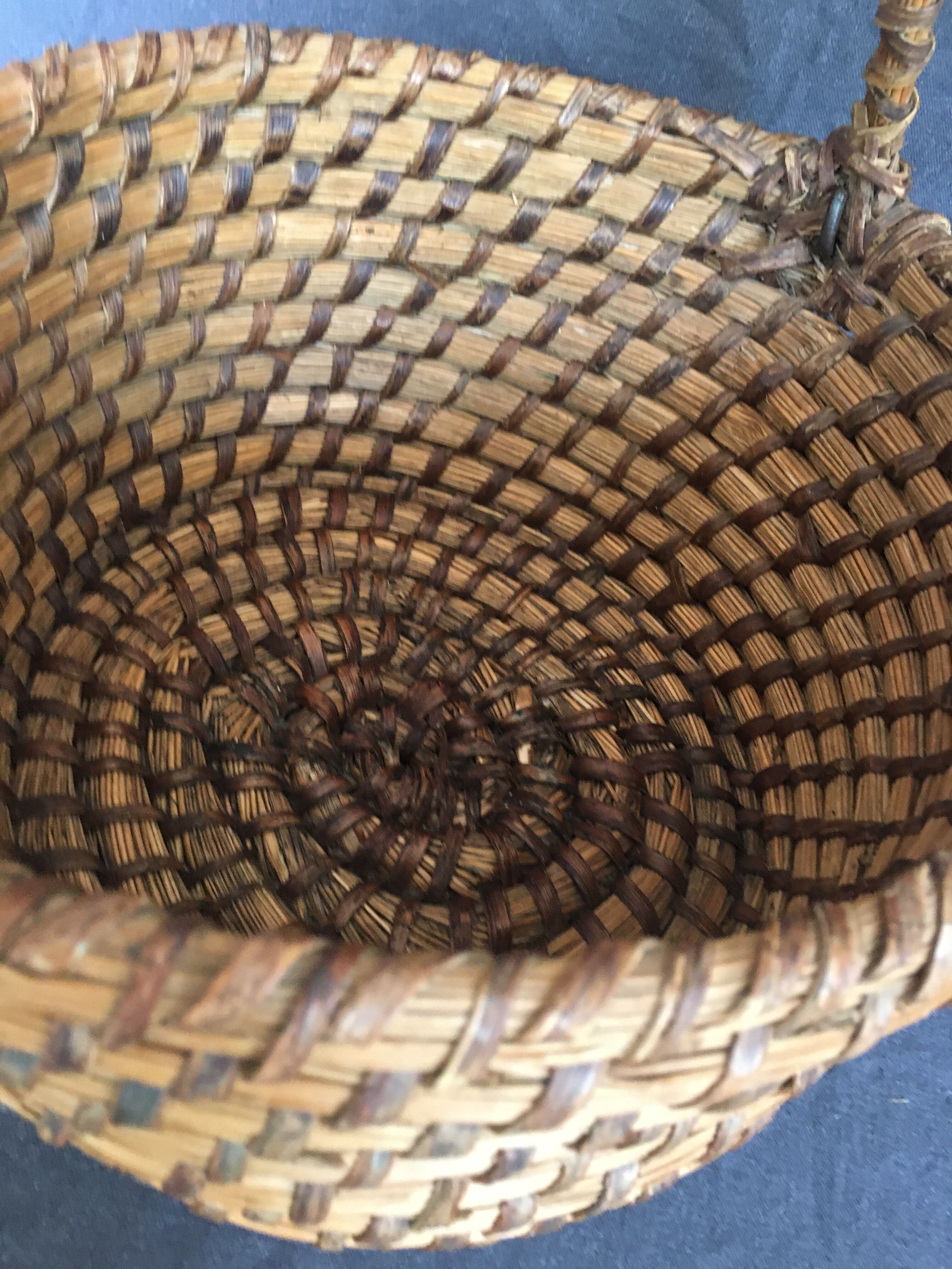 Woven straw handle basket