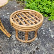 Vintage rattan garden furniture from the 1970s.