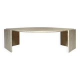 Travertine eye-shaped coffee table