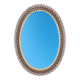 Engraved mirror surrounded by metal