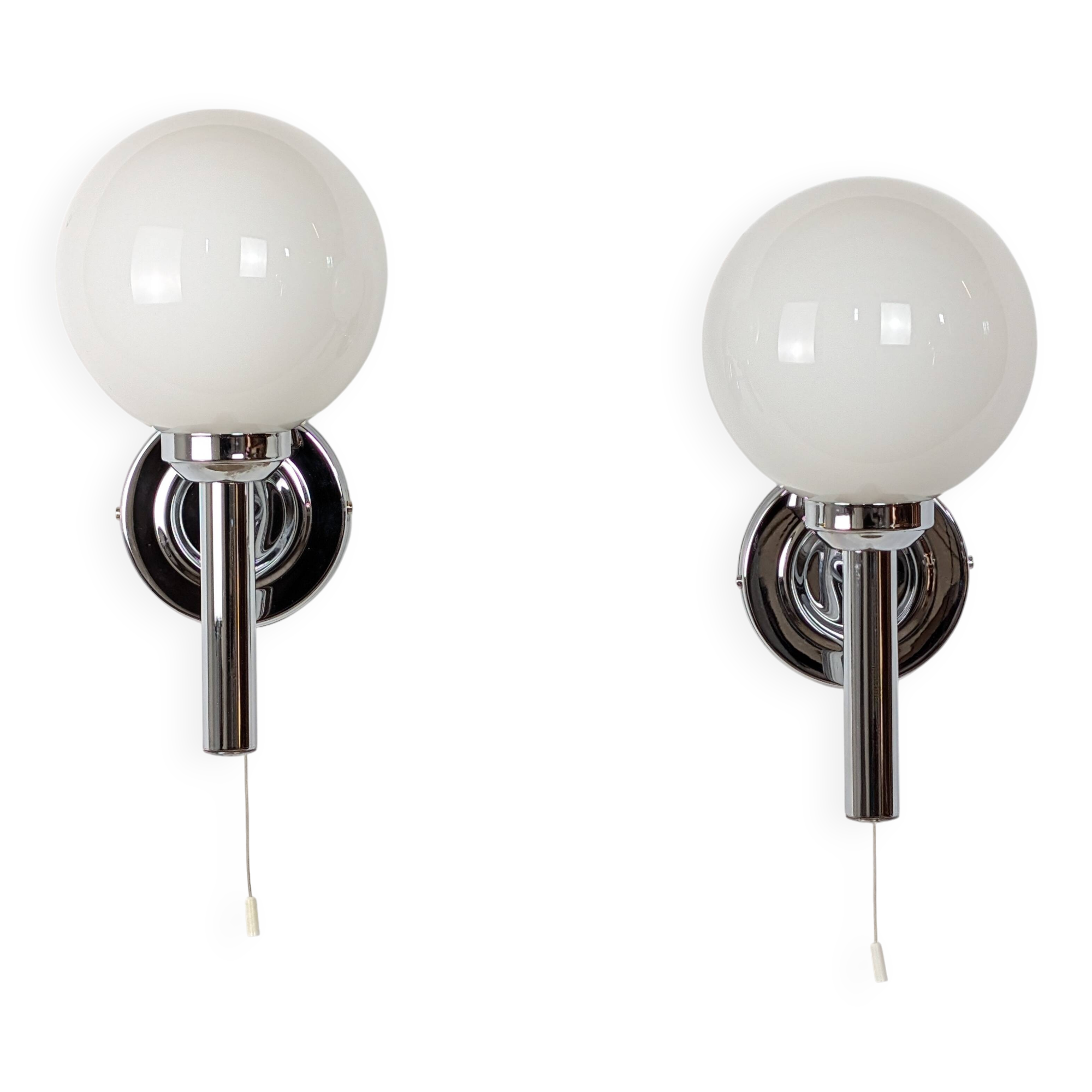 Pair of chrome wall lights