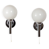 Pair of chrome wall lights
