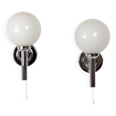 Pair of chrome wall lights