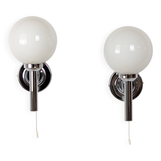 Pair of chrome wall lights