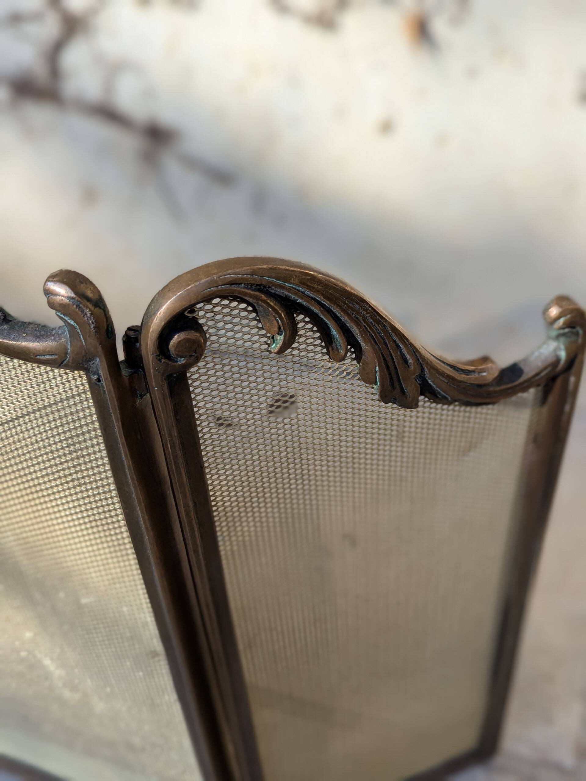 Brass fire screen with 2 leaves