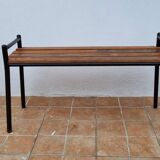 Bench in painted metal and wood, 100 cm