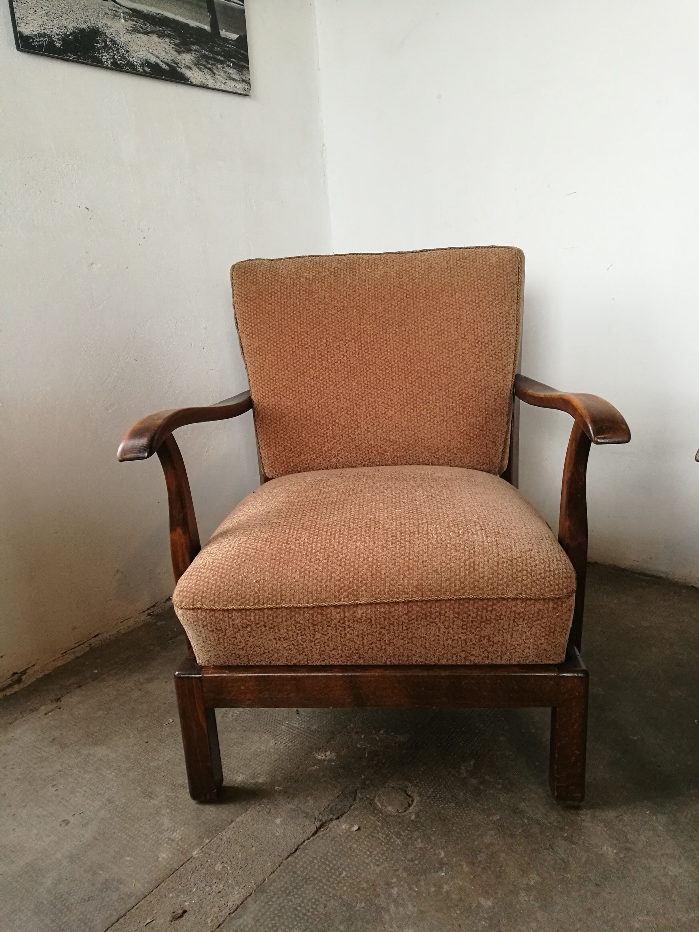 Pair of art deco velvet armchairs