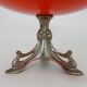 Centerpiece, Art Nouveau orange opaline fruit bowl and spelter foot