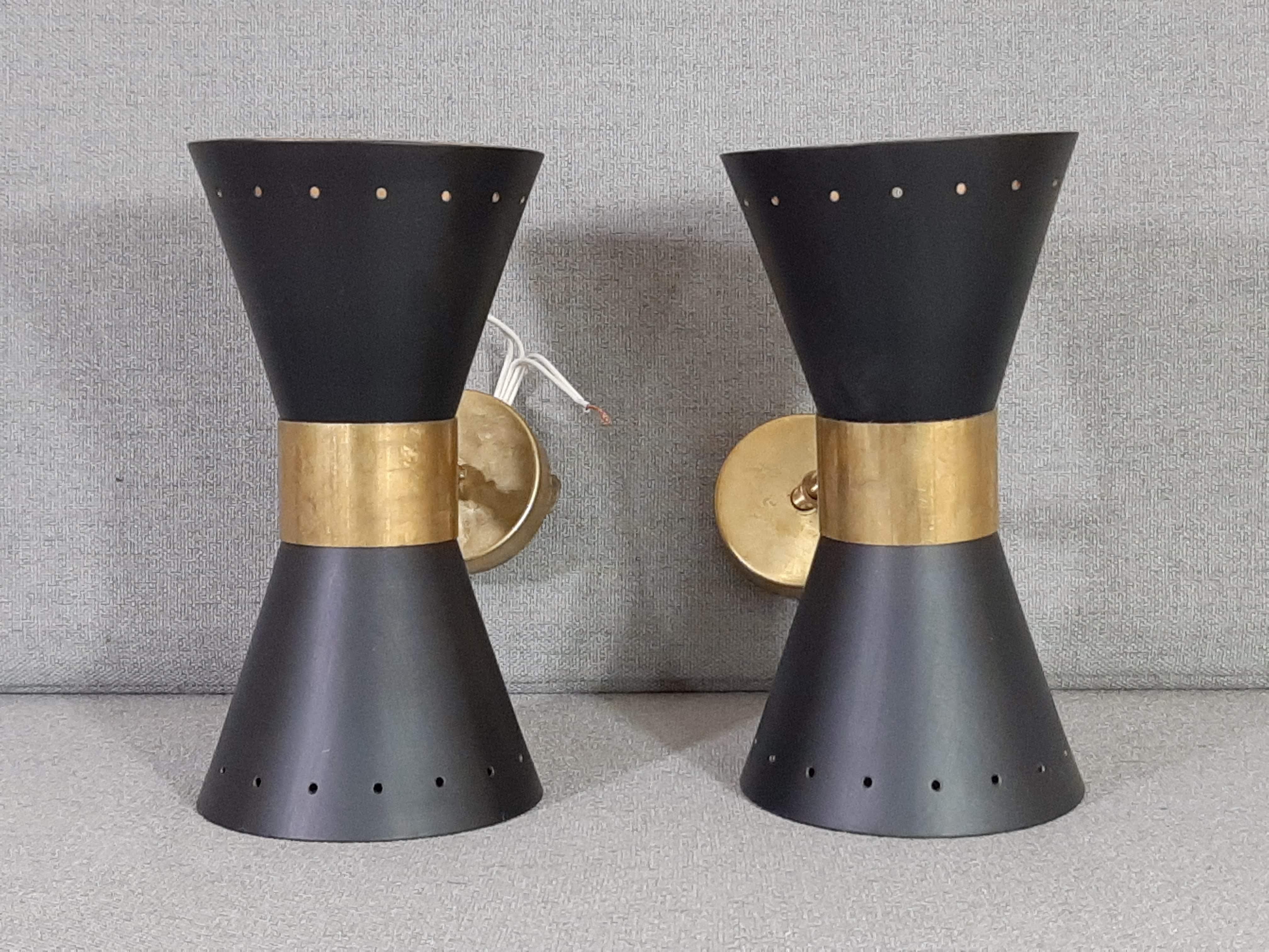 Pair of sconces black, in 1950s style