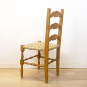 Chaise rustique avec siège tissé Espagne années 1950