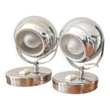 Paire de lampes design Space Age 1960 chromées