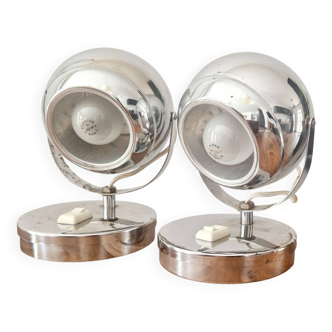 Paire de lampes design Space Age 1960 chromées