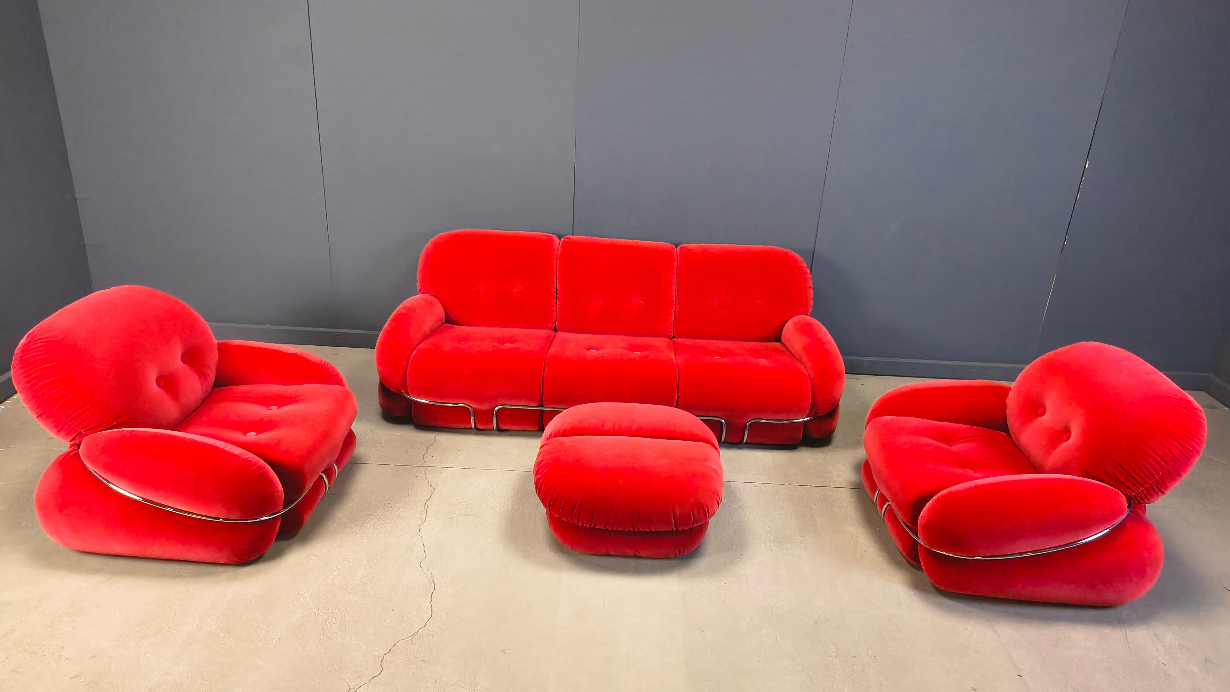 Mid-century modern "OKAY" sofa set by Adriano Piazzesi, 1970s