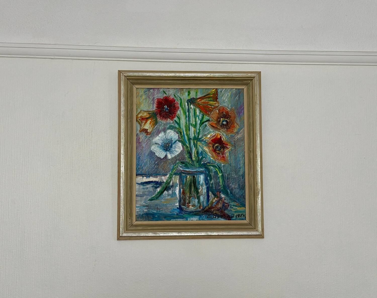 Swedish Oil on Panel – “Flower Still Life” by A. Åslund – Dated 1954