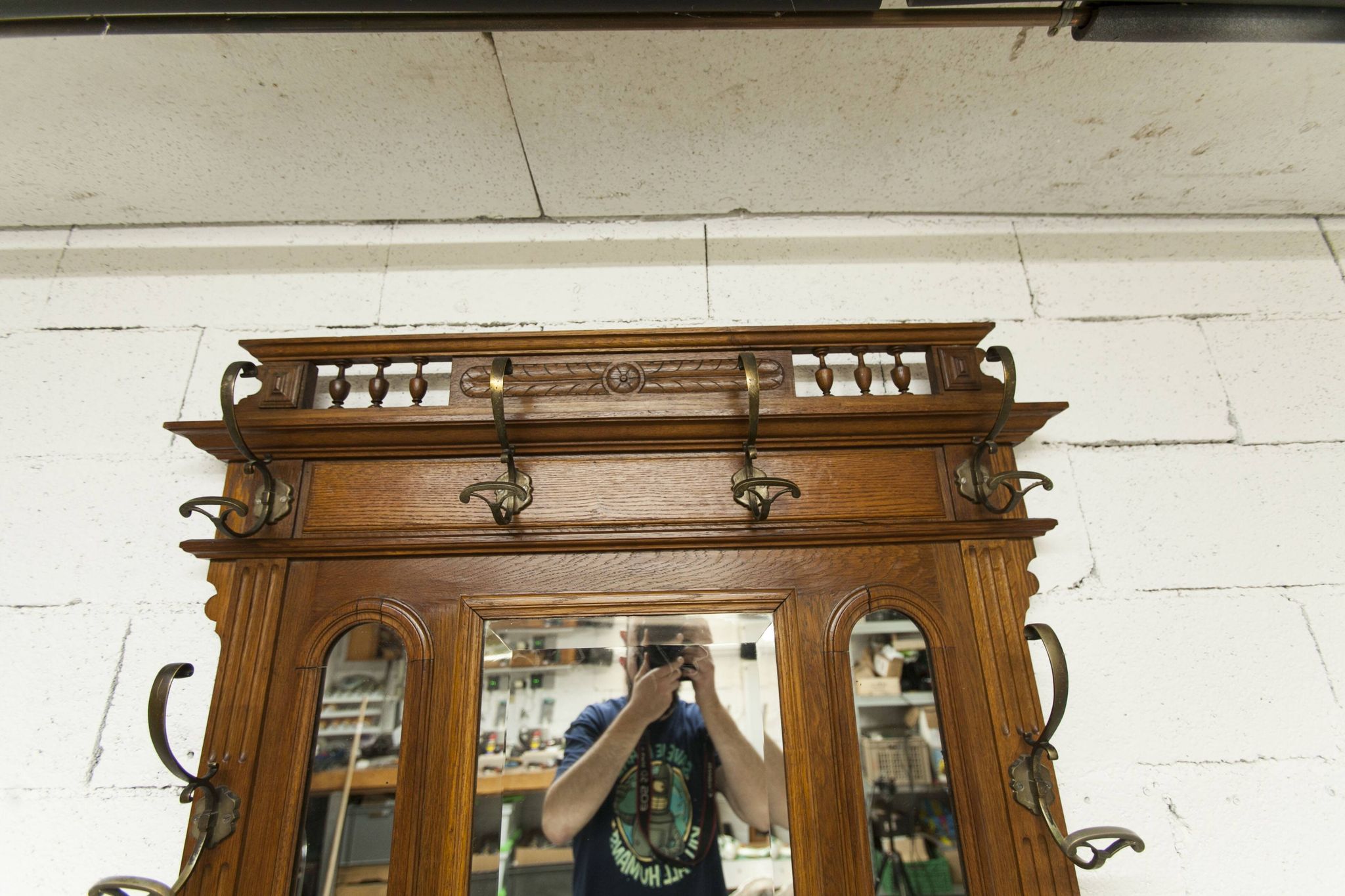 Napoleon III style walnut wardrobe, late 19th century, 3 mirrors, marble top, 8 coat hooks