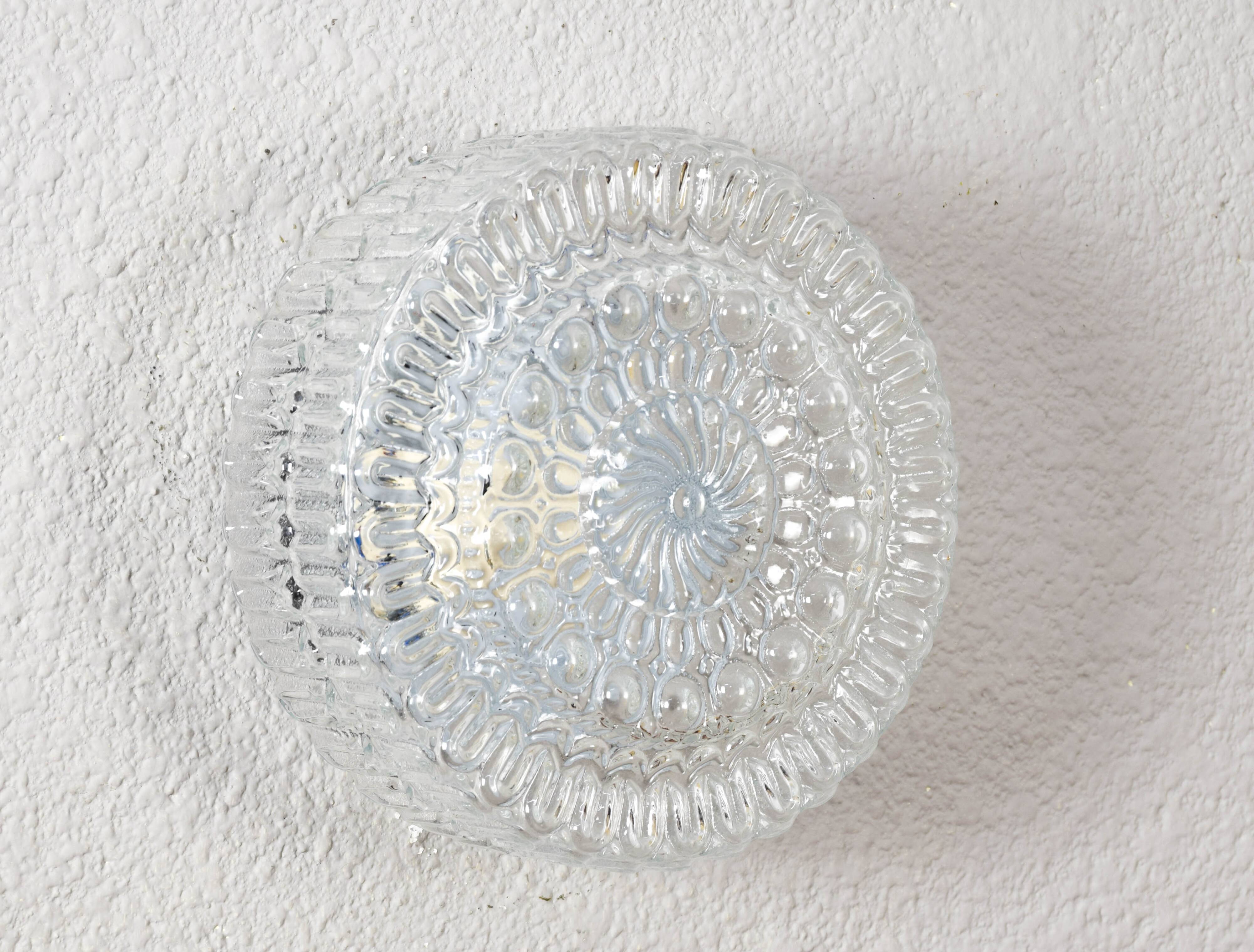 Mid Century Modern Germany Cut Glass Flush Mount or Sconce 60s