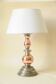 Vintage tinned copper table lamp with white shade