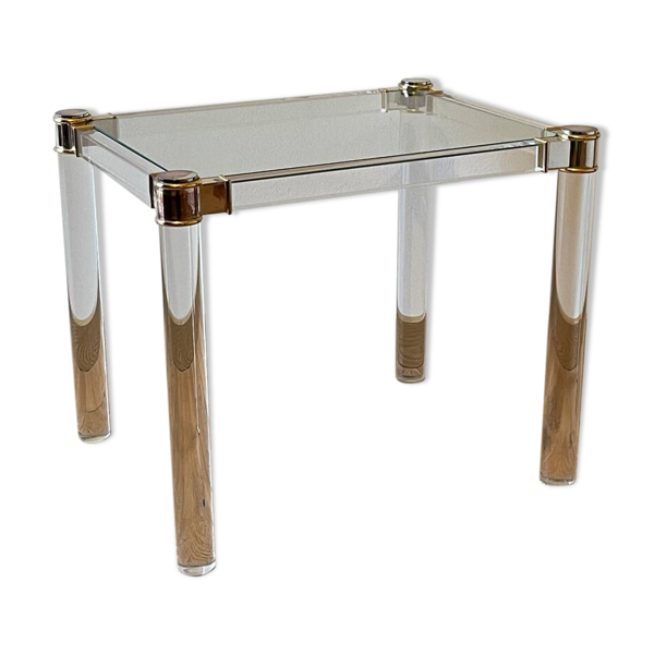 Chevet, bout de canapé en plexiglas et verre, 1970