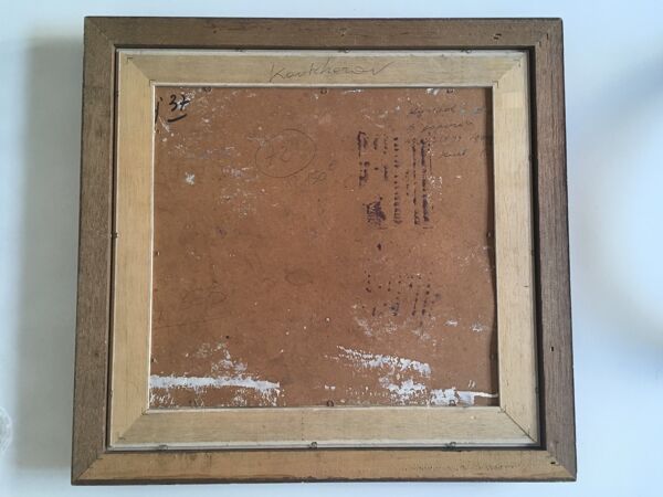 Scène d'intérieur avec guitare à l'aéroport Kiev, USSR, voyage huile 1974