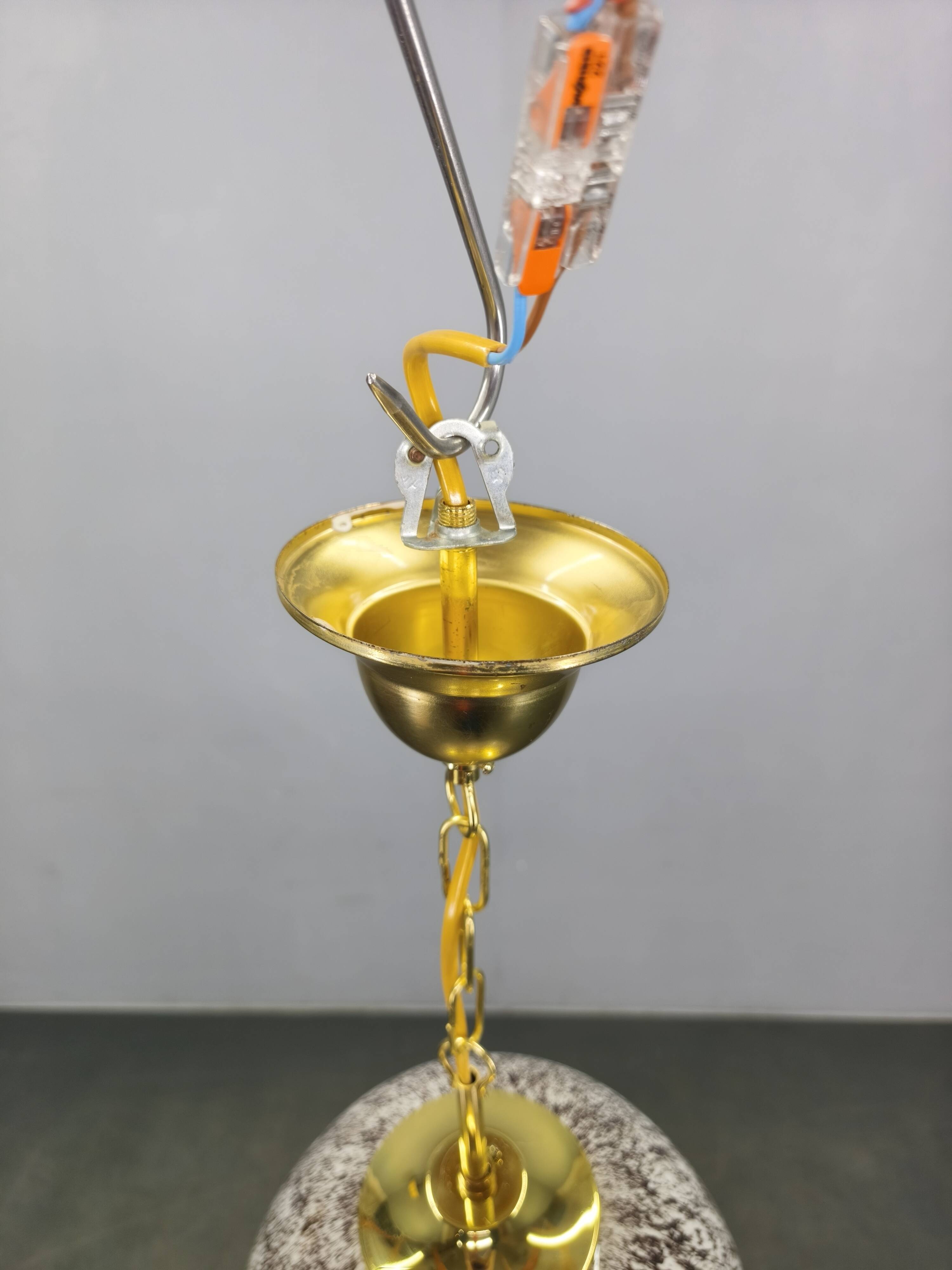 Suspended globe lamp in opaline glass, Czechoslovakian, 1970s.