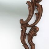 Baroque mirror with hand carved oak ornated frame, France 1950s