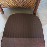 Woven rattan armchair and exotic wood in colonial style, 1980s.
