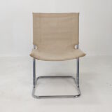 Set of 2 italian canvas and chromed metal chairs, 1970's