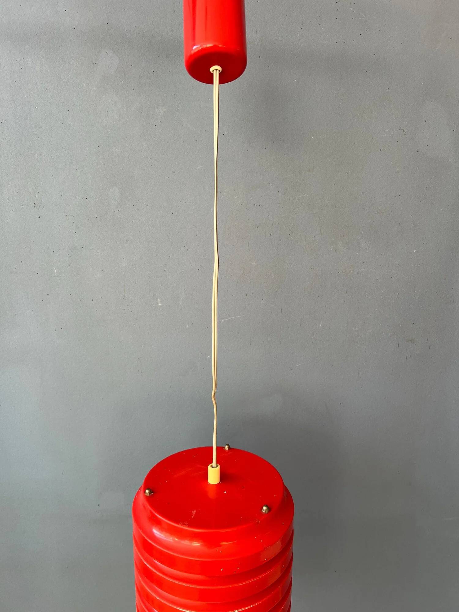 Vintage red Danish mid-century pendant lamp