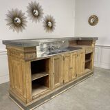 19th-century zinc and solid oak bar counter