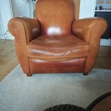 Genuine leather club armchair