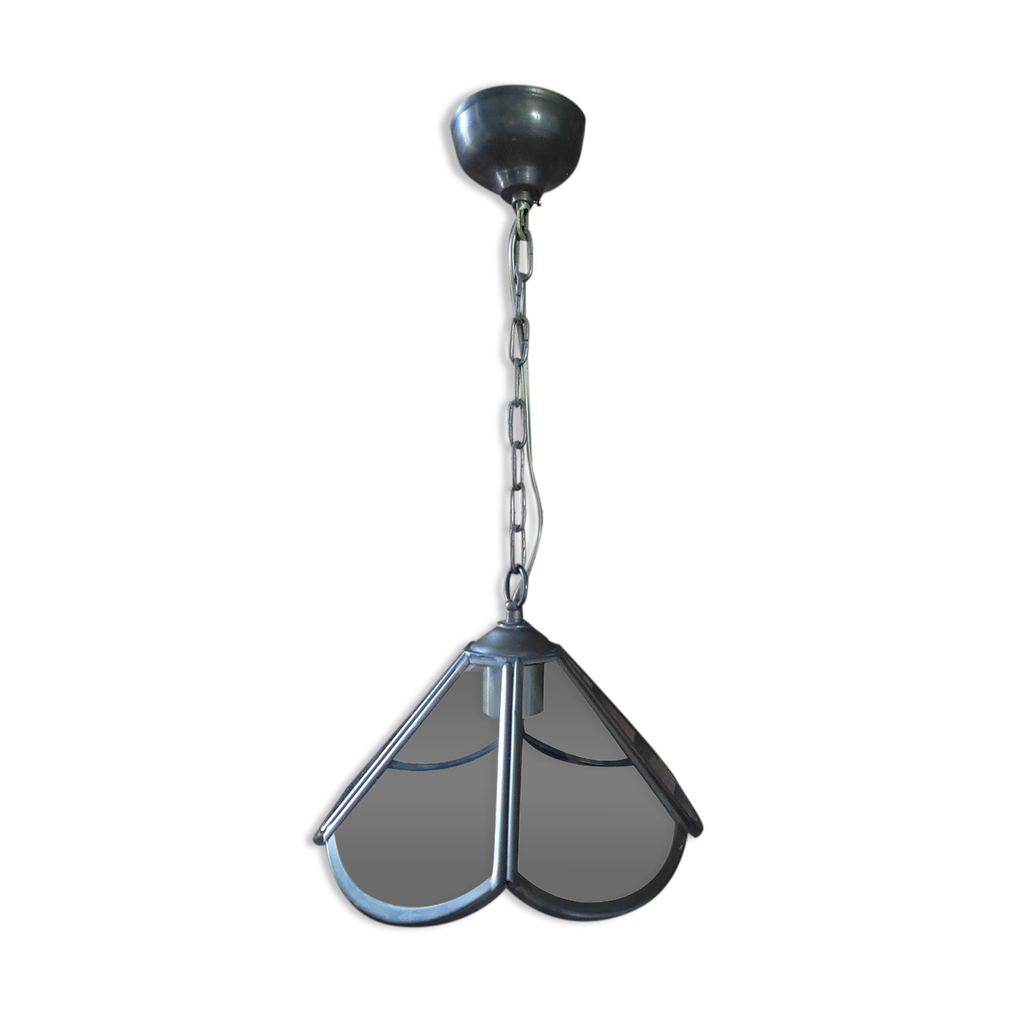 Suspension Globe brass glass facets