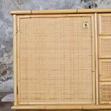 Bamboo and rattan chest of drawers or sideboard by Dal Vera, Italy, 1979