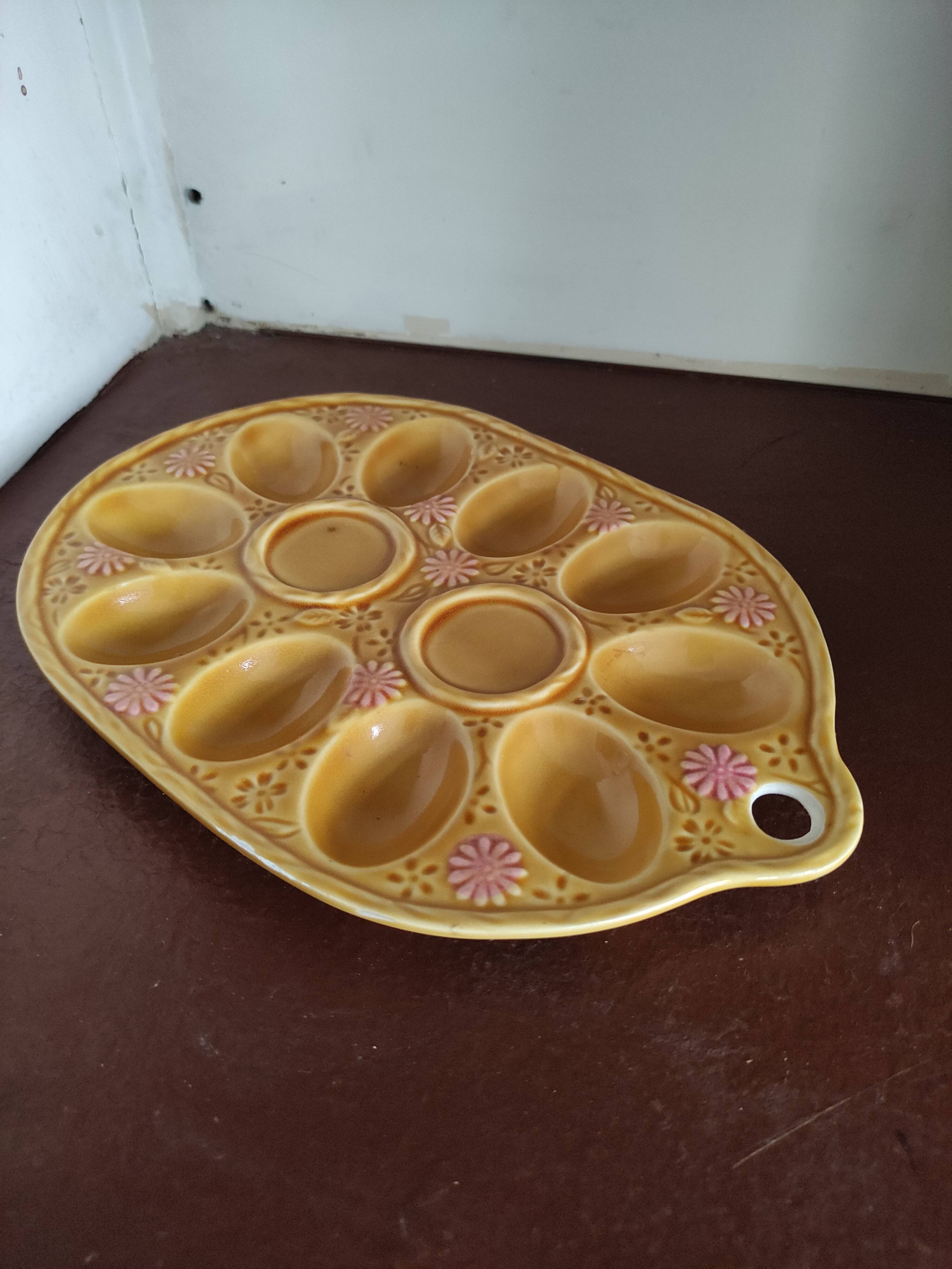 Vintage egg tray in glazed stoneware