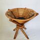Basket on wooden and woven wicker legs 1950