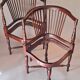 Paire de fauteuils d'angle paillés Jungerstil en acajou 1900.