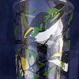 6 glasses old bird motif H 8 cm