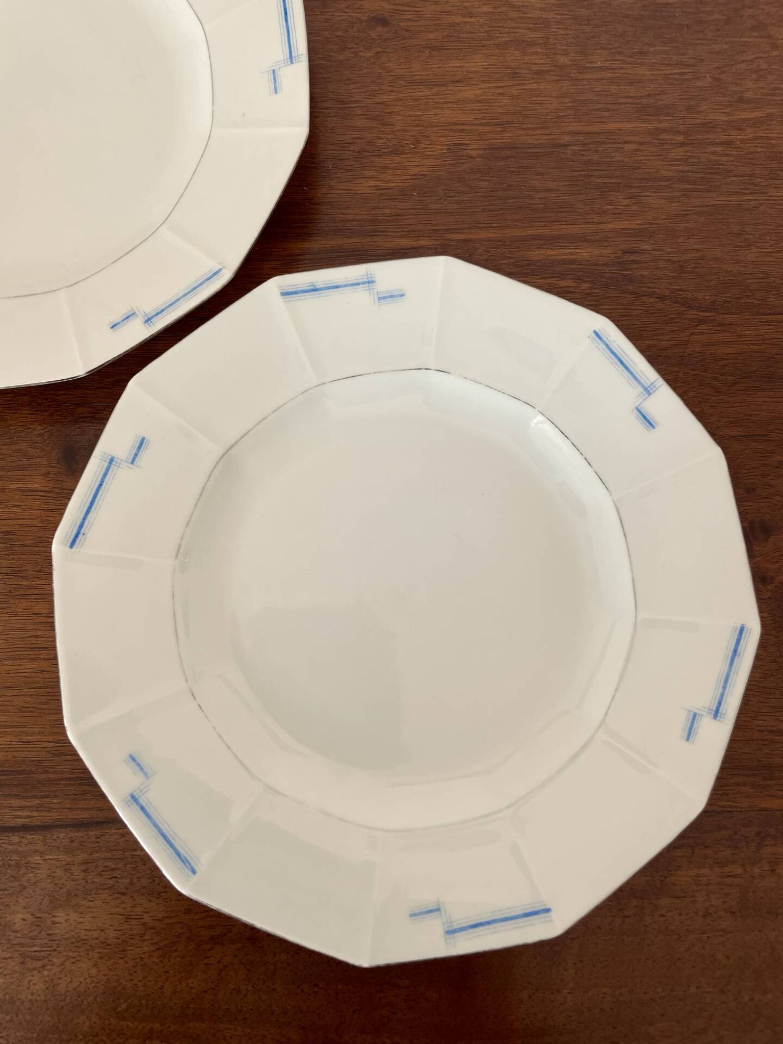 Set of 2 Art Deco porcelain dessert plates