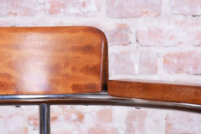 Bauhaus Armchair in Walnut and Beech by H. Gottwald, 1930s
