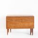 Vintage table with two folding leaves. Solid oak wood. France, 1940s