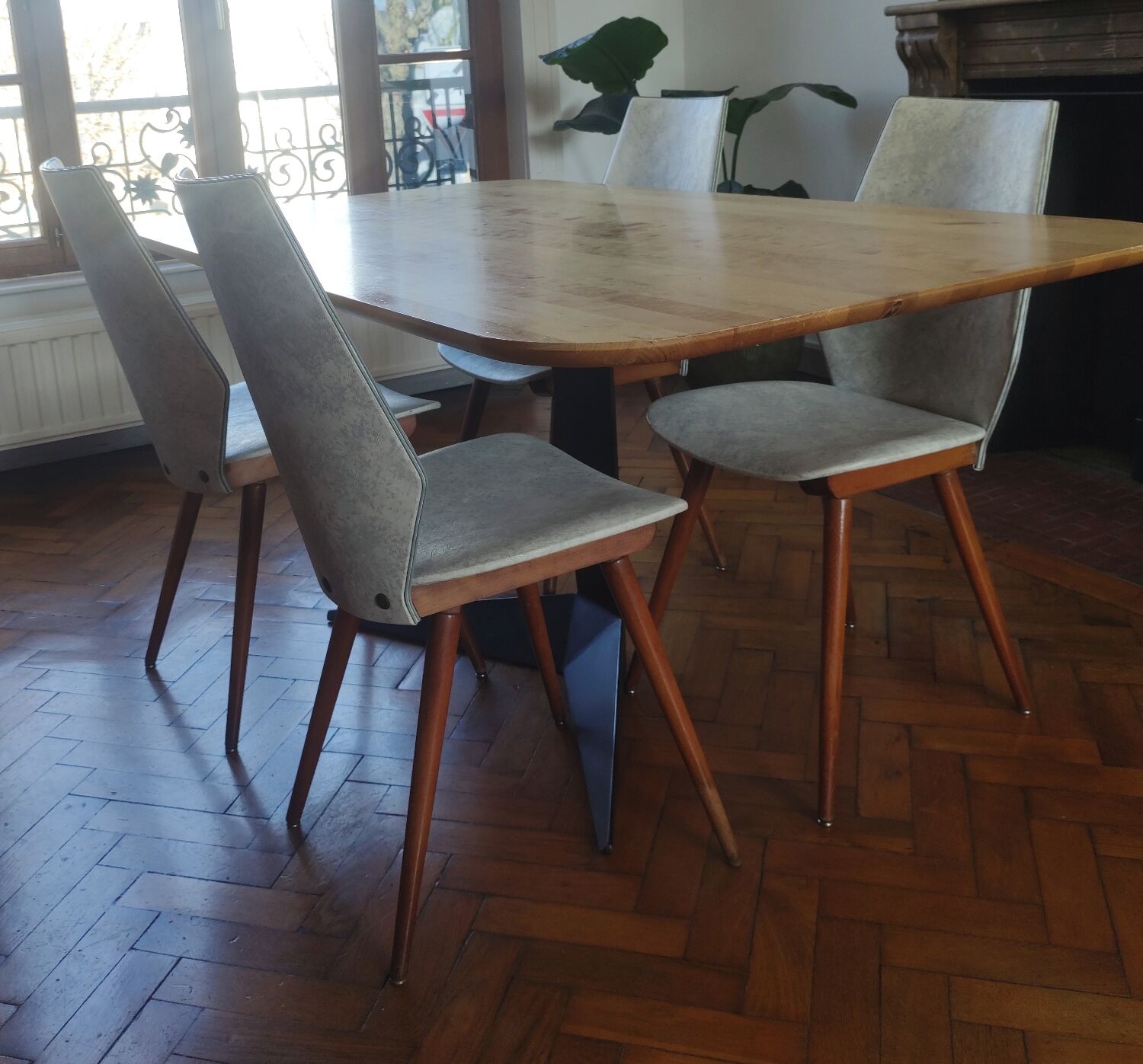 Set of 4 BAUMANN chairs from the 60s (model 840, Max Bill)