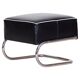 Black Leather Footstool from Slezák, Czechia, 1930s