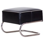 Black Leather Footstool from Slezák, Czechia, 1930s