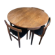 Extension table and 4 chairs by Hans Olsen edited by Frem Rolje