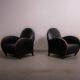 Pair of mid-century leather armchairs, circa 1970, made in Belgium.