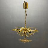 Italian Brass and Murano Glass Quadrilobi Chandelier by Venini, 1970s
